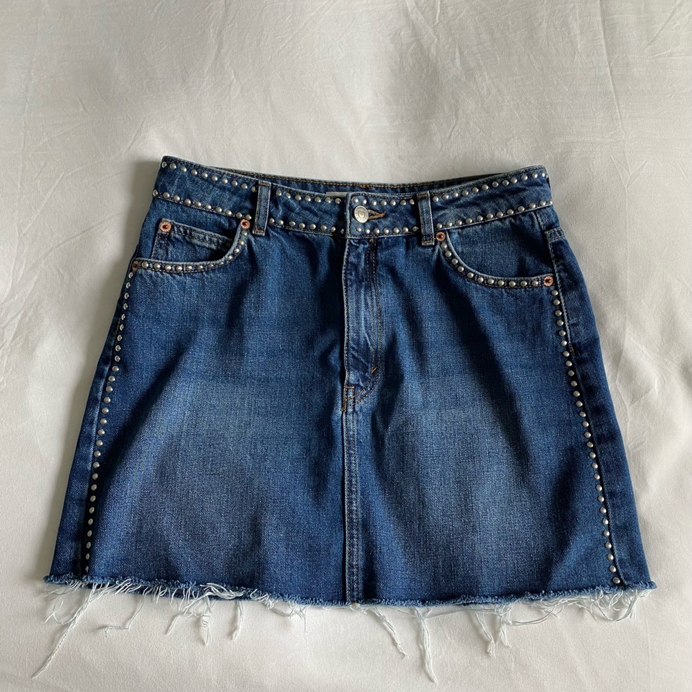 Topshop denim skirt with stud detailing